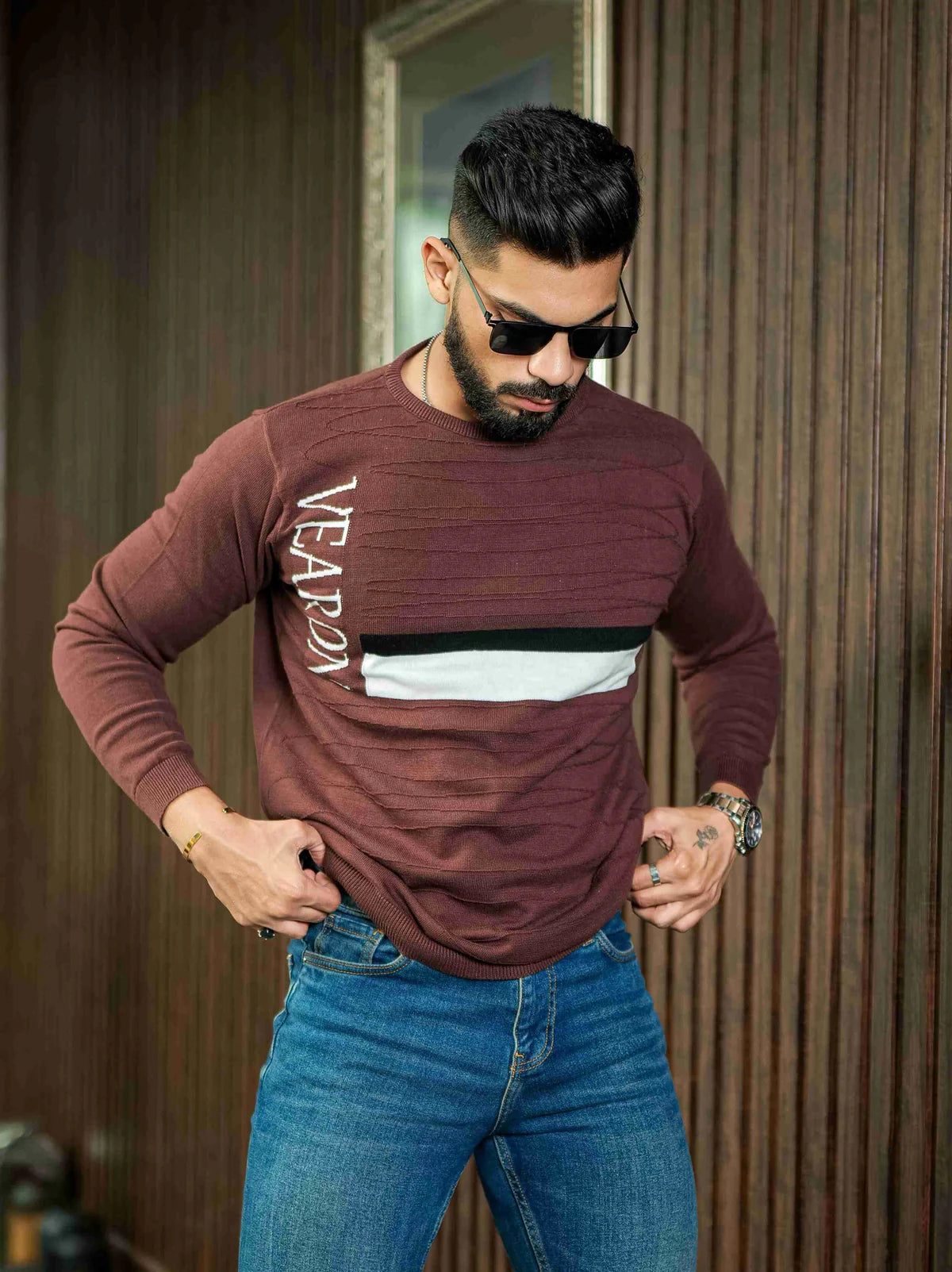 Brown Cotton Full Sleeve Premium T Shirt