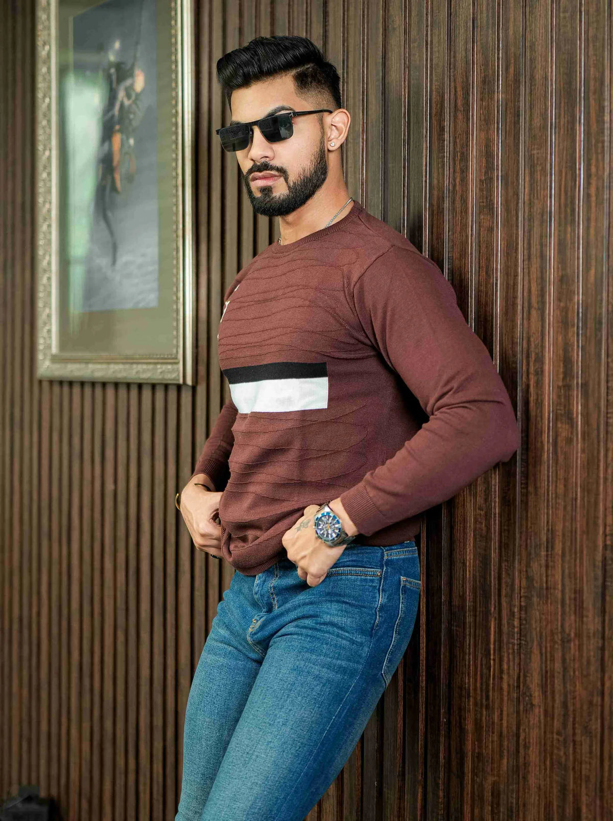 Brown Cotton Full Sleeve Premium T Shirt