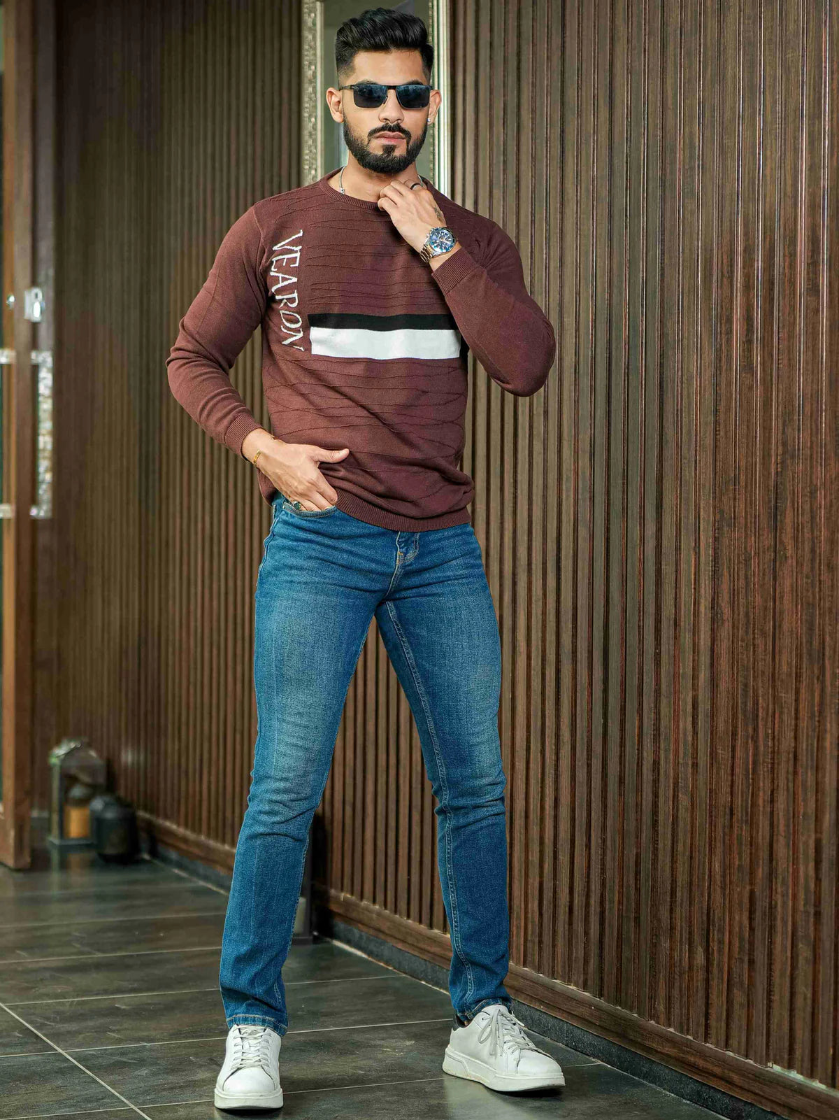 Brown Cotton Full Sleeve Premium T Shirt