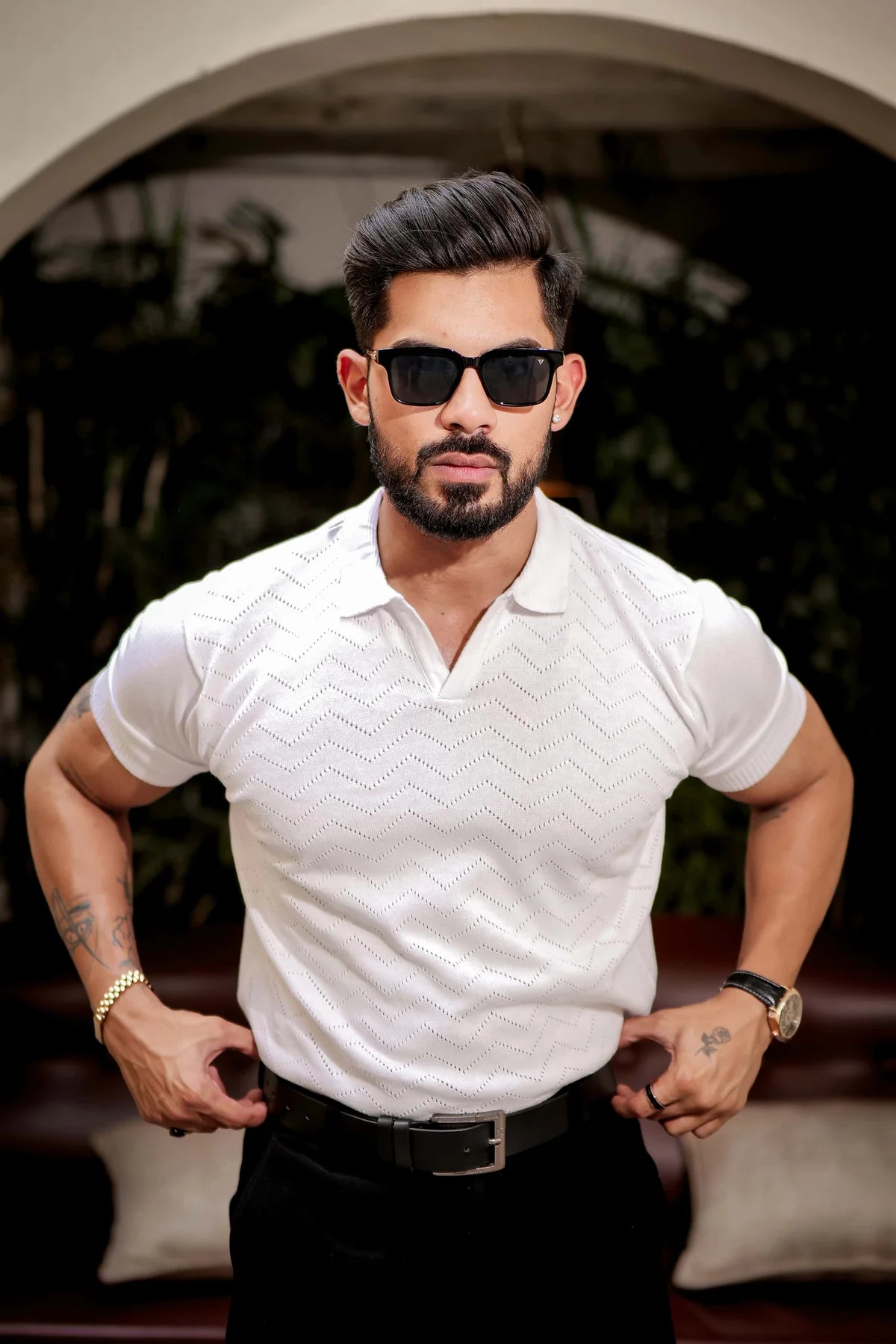 White Designer Cotton Half Sleeve T-Shirt