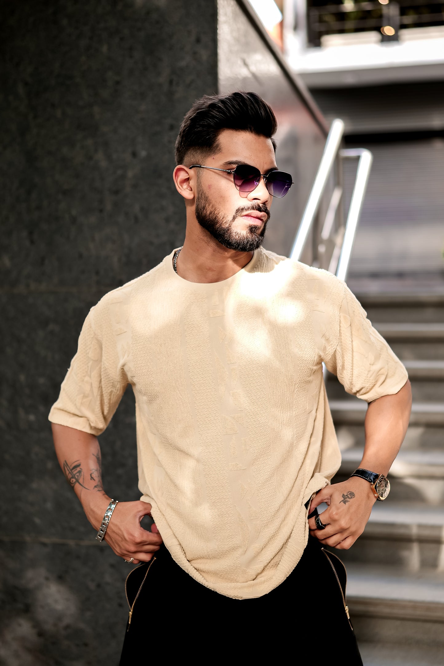 Beige Knitted T-Shirt