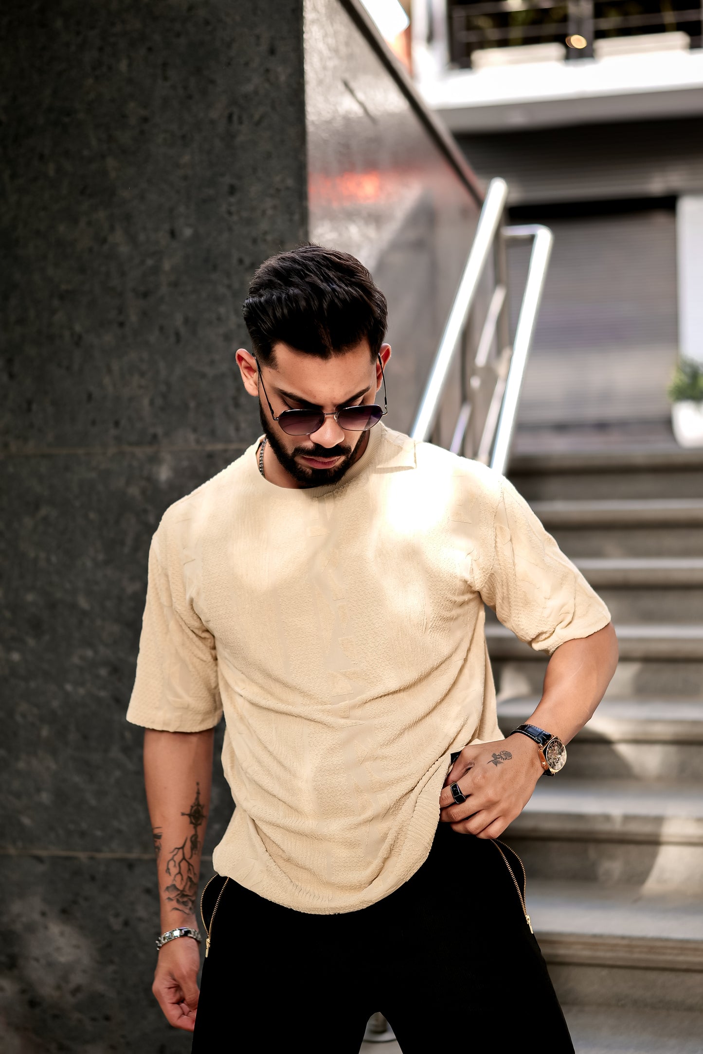 Beige Knitted T-Shirt