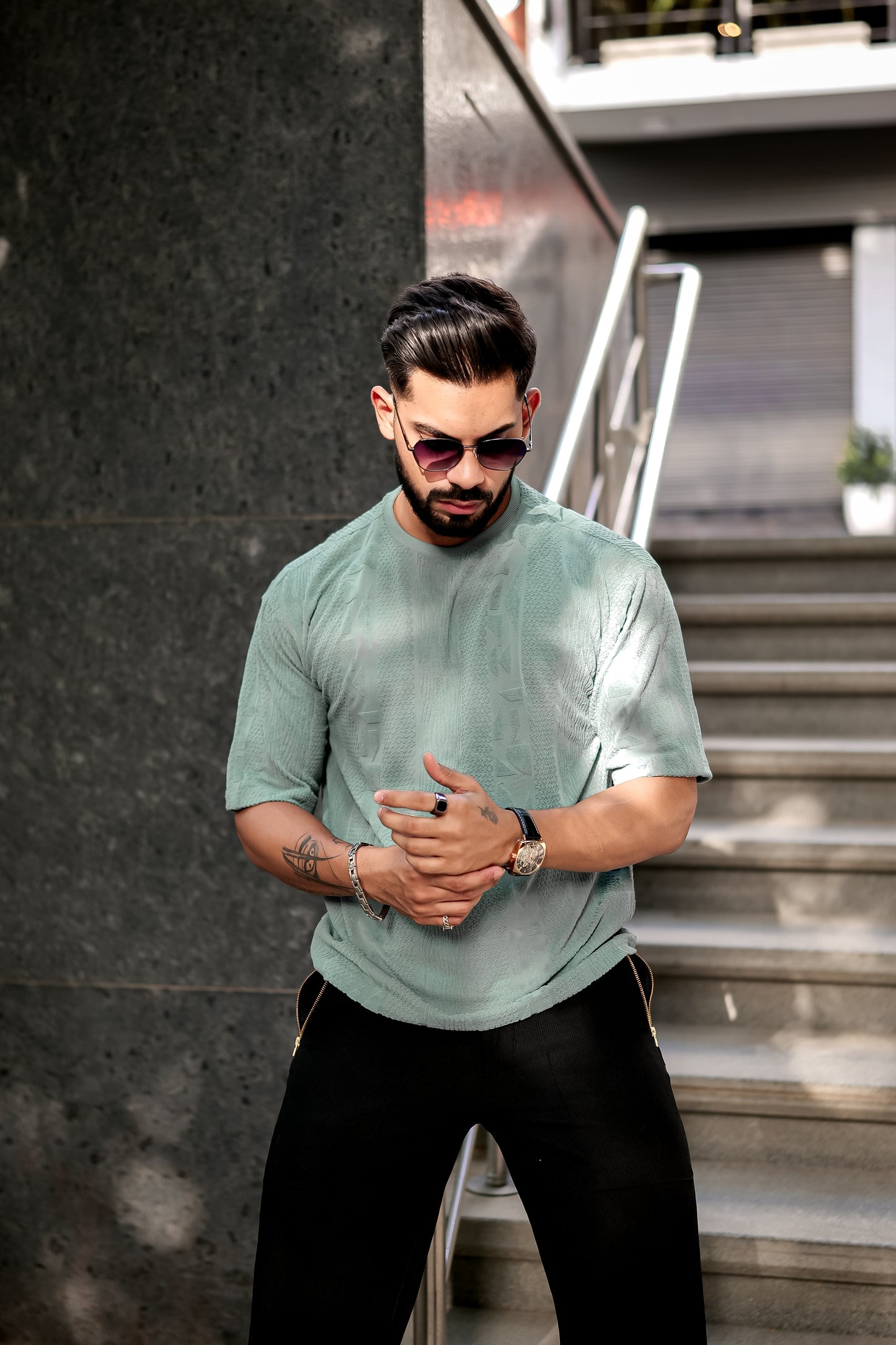 Mint Green Knitted T-Shirt