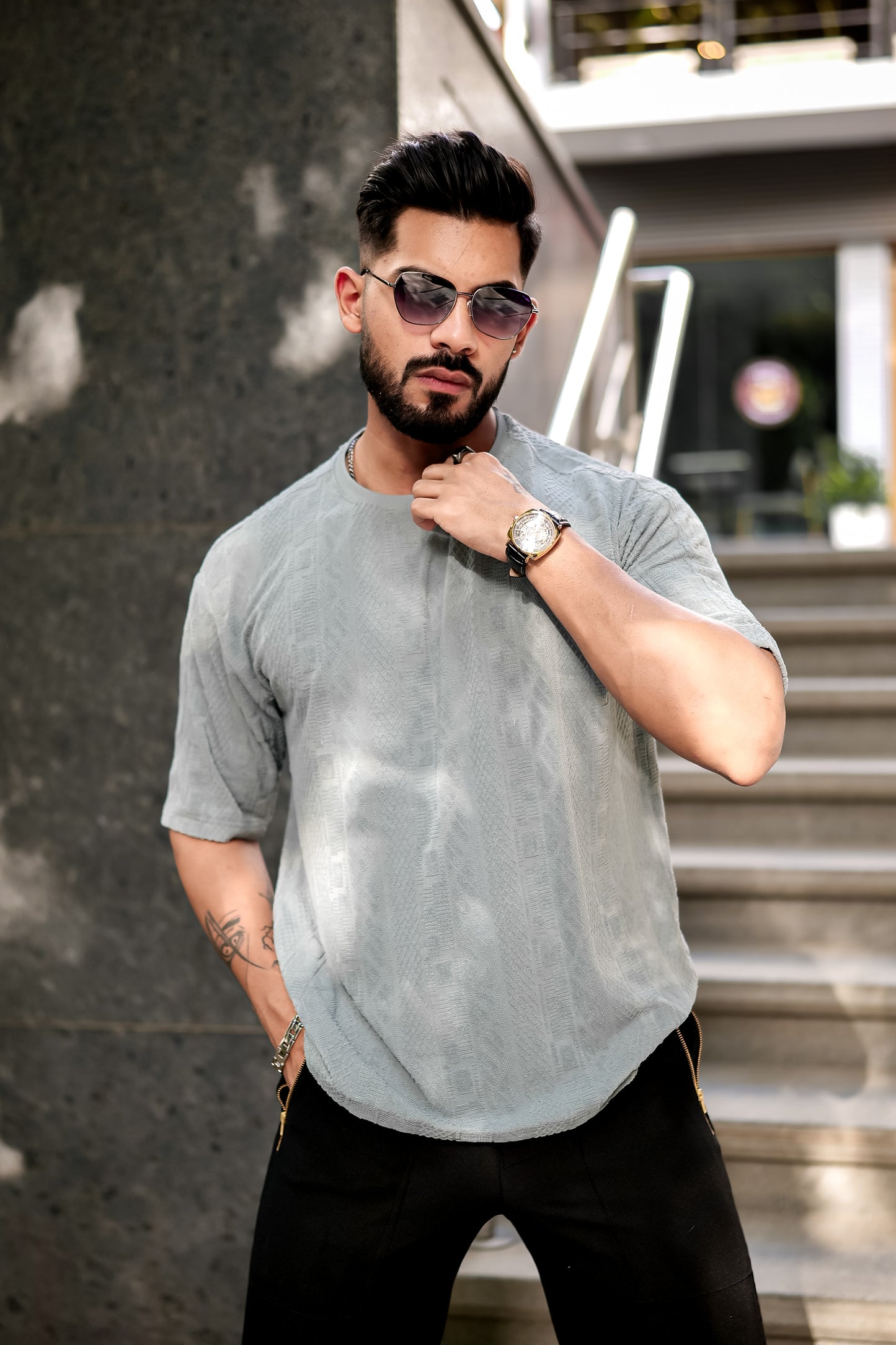 Grey Knitted T-Shirt